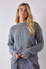 Urban outfitters Cropped jumper Laddered Cable Knit  Grey Size L grunge casual