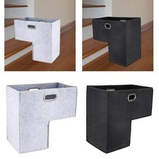 Stair Basket with Handles Foldable Staircase Basket for Home Wooden Stairs