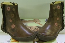 PRIMIGI 'BREDA' BROWN GIRLS LEATHER BOOTS RINGED PATTERN UK 10 JR EU 28
