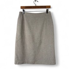 Johnstones of Elgin Tweed Wool Pencil Skirt Size 12 Beige Houndstooth Check