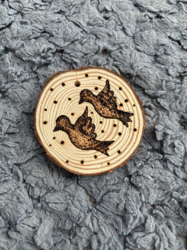 Turtle doves engraved wood - doves,
