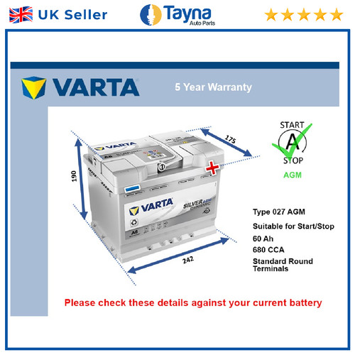 Agm battery fits abarth - agm, 500