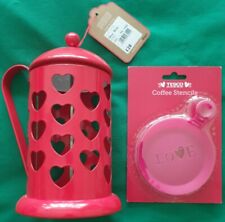 New Valentine Heart 8 Cup Cafetiere & Coffee Stencils ❤ Glass Replacement Needed