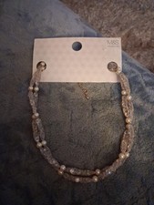 M&S Collection Gold Mix 43cm Necklace with Faux Pearl Beads Costume Jewellery