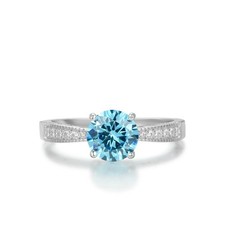 Ladies Hand Made 925 Sterling Silver 2 Carat Blue Topaz & White Sapphire Ring