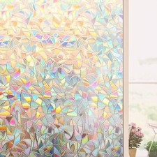 2M Rainbow Frosted Window Film Privacy Tulip Stained Cling·Static Glass Sticker`