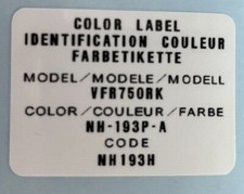 HONDA RC30 VFR750RK COLOR CODE CAUTION WARNING DECAL LABEL