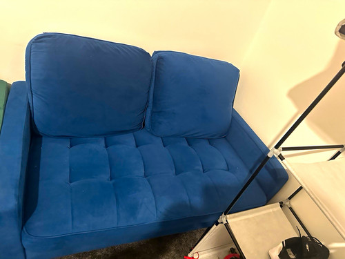 Velvet sofa blue - sofa,