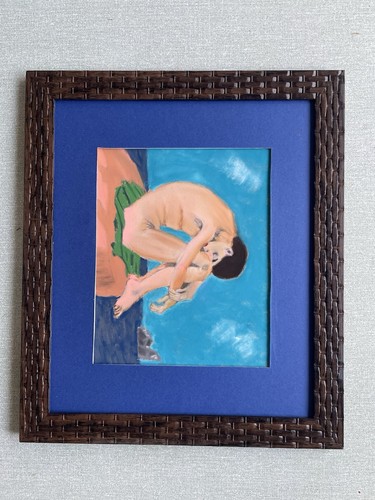 Young man resting rock - young,
