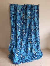 Vintage Curtain Towelling fabric 82cm x 112cm Retro Blue Floral Retro Old Flower