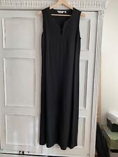 Timeless chic NEXT BLACK LINEN V-NECK MIDI - MAXI DRESS with side slits, size 12