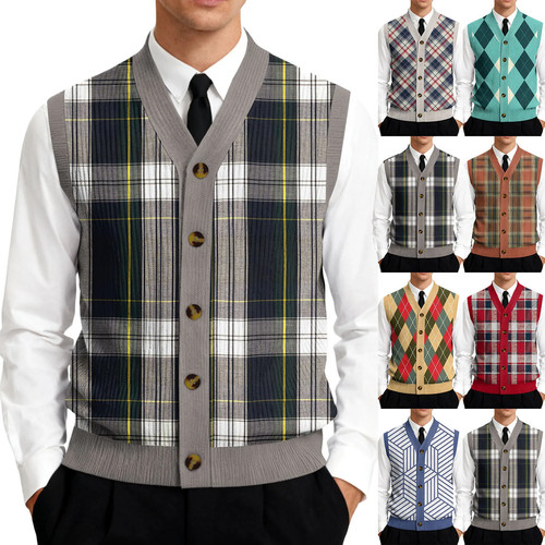 Men knitted vest - knitted,