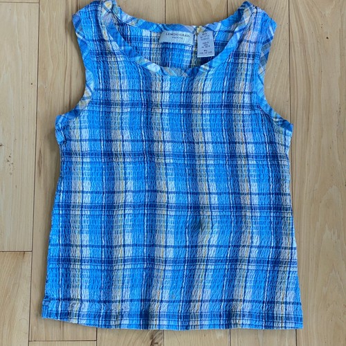 Y2k blue plaid crinkle tank - y2k,