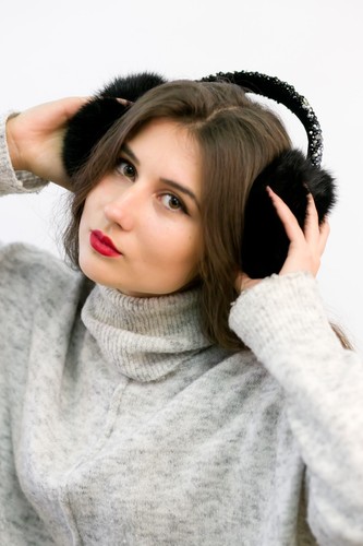 Rabbit fur winter earmuffs - rabbit,