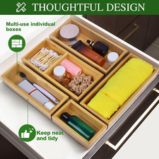 Bamboo Drawer Organizer Set, 5