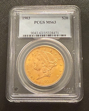 US 1903 Gold $20 20 Dollars PCGS MS63 Double Eagle Liberty Head