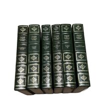 Set Of 6 Dickens Faux Leather Decorative Heron Books Green Gold 1970s Hardback