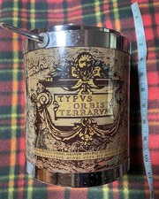 Retro 1970's Style Metal World Map ICE BUCKET & Handle 18 cm Tall Made In Japan