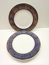 Vintage Rare Wood and Sons Castile 4 Dinner Plates  Alpine White Ironstone Blue