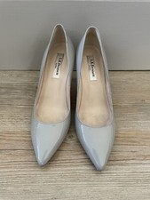 LK Bennett UK 4 EU 36 Womens Grey Leather Heels Court Shoes Pointed Toe Patent