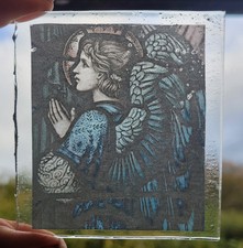 Angel kiln fired piece for stained glass handmade enamels