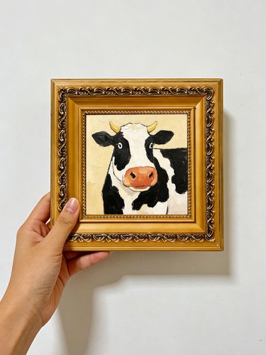 Cute cow portrait farm house - ,,
