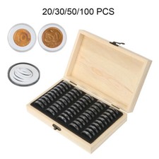 HOT Coin Storage Holders Box Wooden 20/30/50/100pcs Coin Capsule AMERICAN SILVER