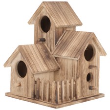 Garden Bird House Hanging 3 In 1 Nesting Box Outdoor Decoration Wooden Large UK