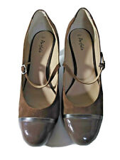 New Portfolio M&S Mink/Taupe suede and patent court shoes size UK 7 1/2 EUR41