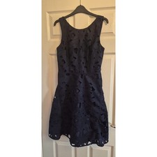 Next Navy Lace Sleeveless Fit & Flare Dress UK 10 Occasion Party Summer Smart