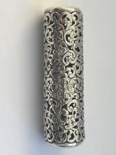 Unger Brothers Sterling Silver Antique Art Nouveau Hairpin/ Lipstick Holder Case