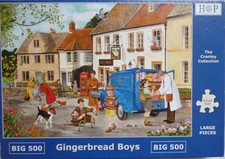 BIG 500 Large Piece House Of Puzzles Jigsaw - Gingerbread Boys by Tracy Hall