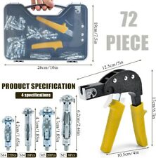 72PCS Hollow Wall Anchors Setting Tool Kit Plasterboard Drywall Fix Bolt Riveter