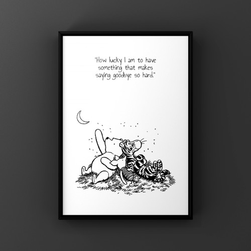 Winnie the pooh art print - a4,