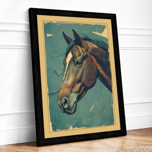 Horse portrait vintage framed - horse,