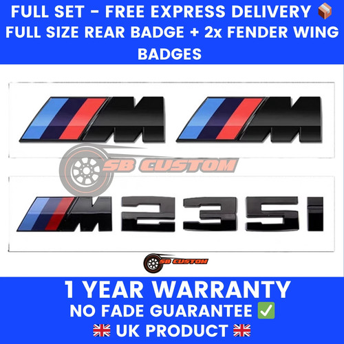 Gloss black bmw m235i badge - black,