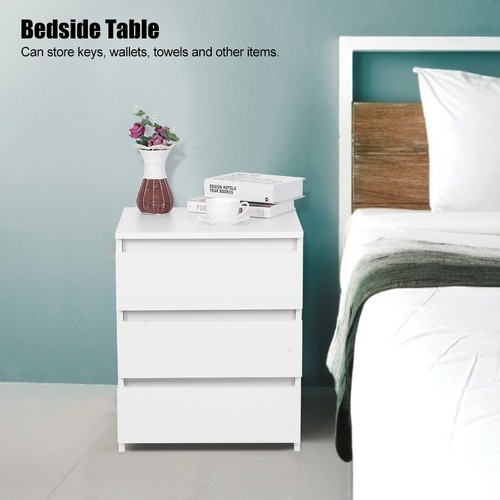 White bedside table cabinet - white,