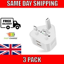 3 Pack 2 Port UK USB Wall