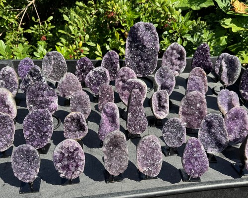 Amethyst geode metal stand - geode, on