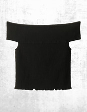 Ex ME+EM Women’s Cheesecloth Shirred Bandeau Top in Black RRP £65