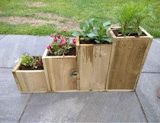 Garden Wooden Planter Tiered  Raised Herb Veg Stepped Steps Tier Box. 