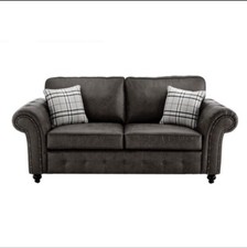 Oakland 3 Seater Faux Leather Sofa (BUY TWO AND GET A FREE LARGE FOOTSTOOL)