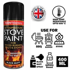 Heat Resistant Matt Black Spray Paint Stove High Temperature paint - 400ml