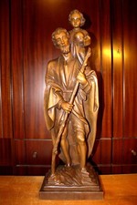 ANTIQUE 25" HAND CARVED WOOD