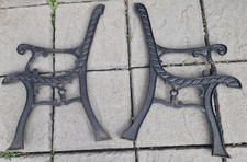 Vintage Heavy Duty Bench Ends Metal Reclaimed Restoration - one broken metal tag