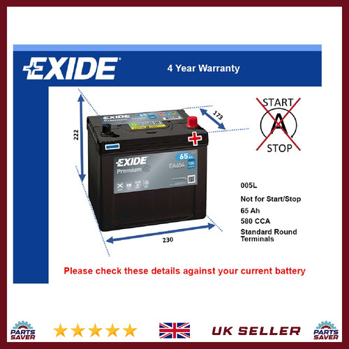 Car battery ea654 exide - battery,