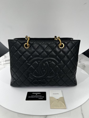 Chanel gst chain tote black - chain,