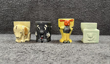 4 x job lot Rare Retro Children style egg cup - Sooty, Dusty bin, Bunny + Dog