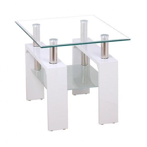 White lamp table - white, side