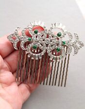 Art deco hair comb vintage style hair pin hair clip Emerald wedding  Comb gift
